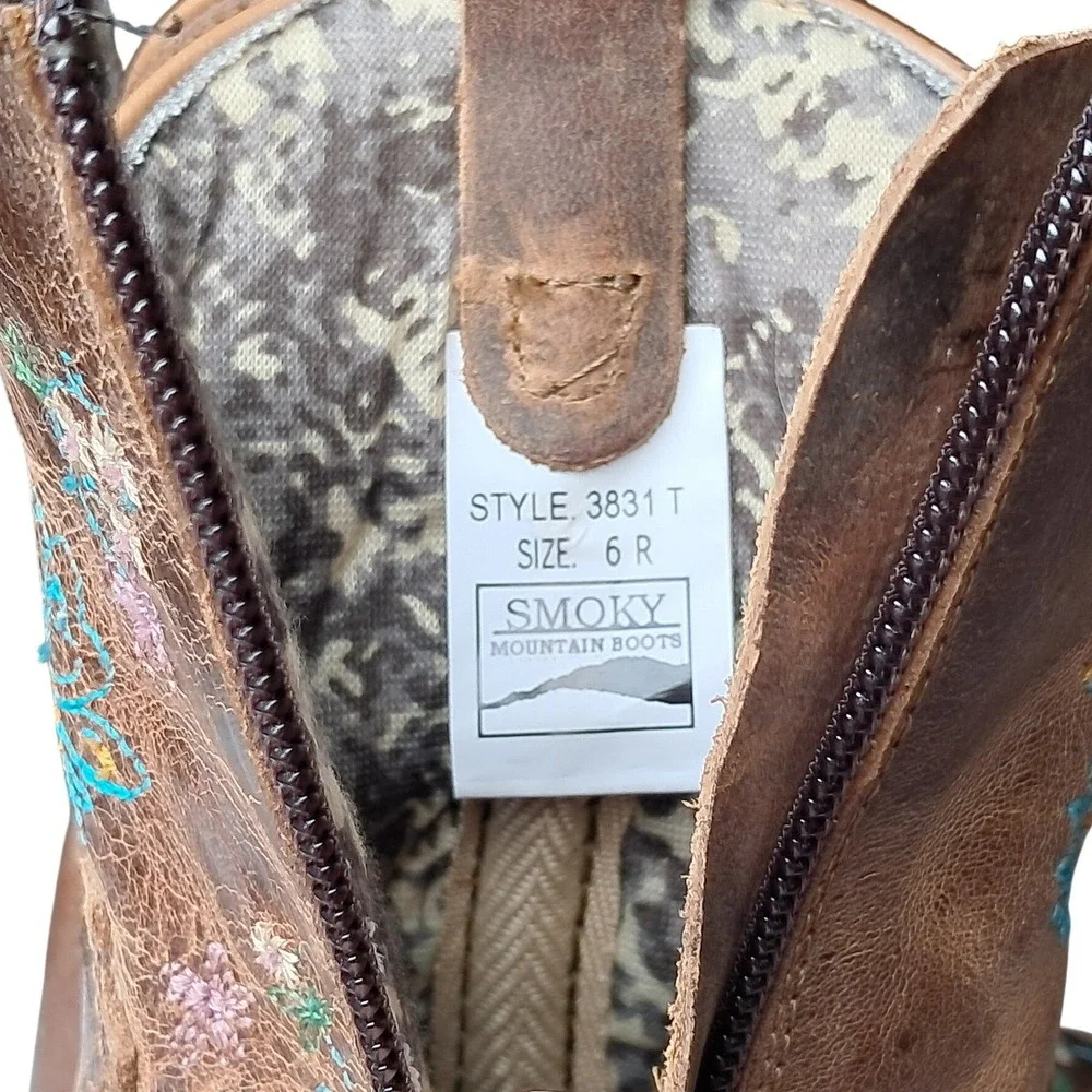 Smoky Mountain Boots Toddler 6R Brown Leather Floral Embroidered Western 3831 T